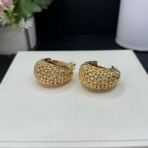 Vintage Authentic Christian Dior gold cage earrings Golden